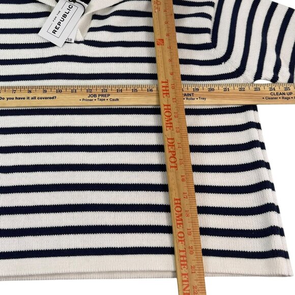 For the Republic Striped Sweater NWT Women’s XL White Navy Short Sleeve Collared - Picture 7 of 7